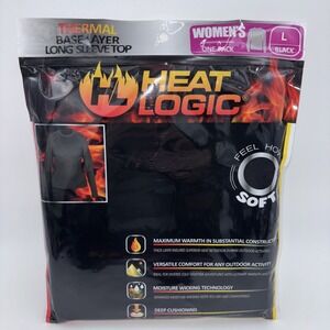 Heat Logic Womens Base Layer Long Sleeve Top Large Black
